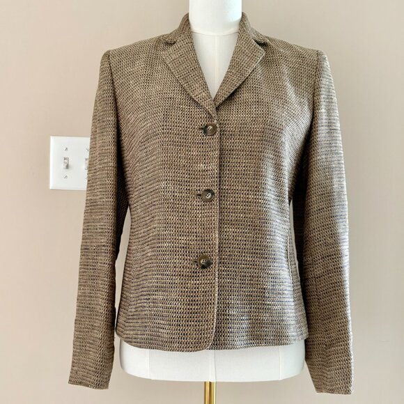 Jones New York | Vintage Lightweight Tweed Silk Linen Blazer Sz 4 - Picture 2 of 6